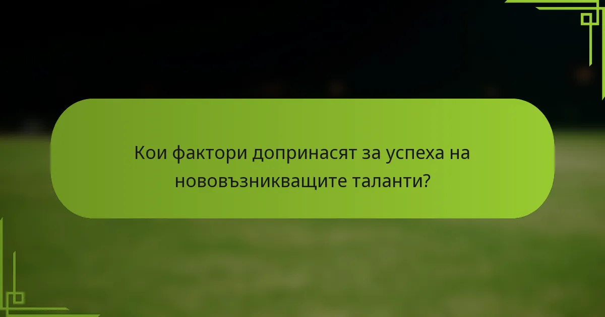 Кои фактори допринасят за успеха на нововъзникващите таланти?