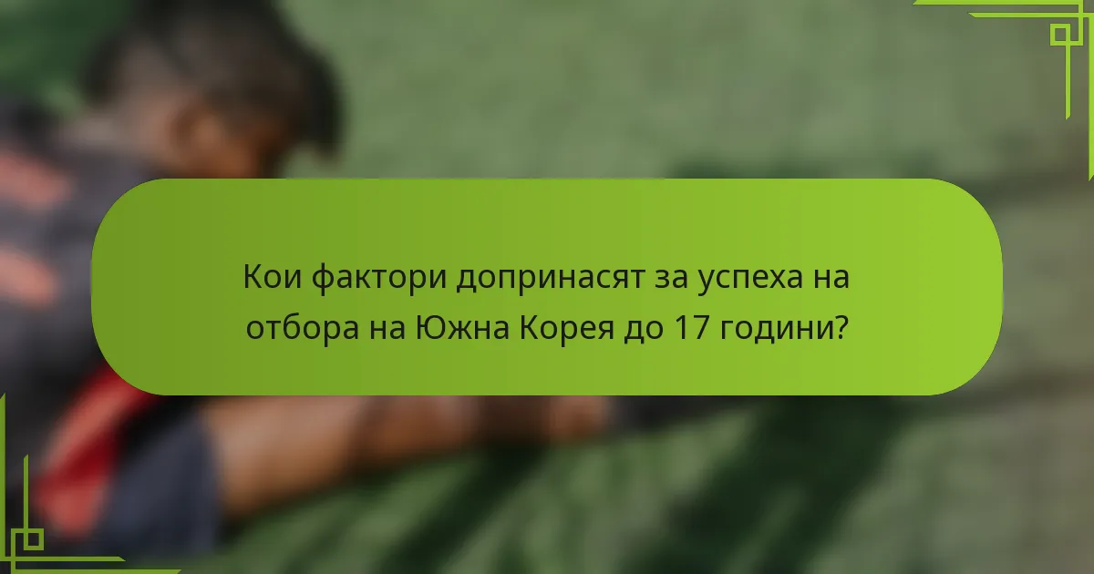 Кои фактори допринасят за успеха на отбора на Южна Корея до 17 години?